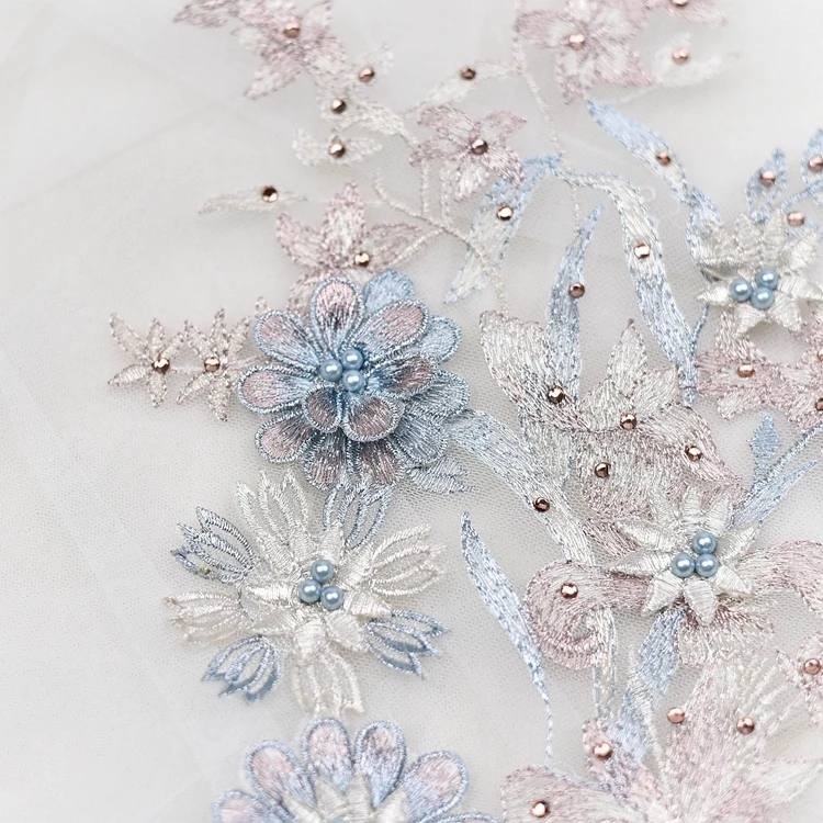 3D цветок жемчужная вышивка кружевная лента для вечерней юбки Одежда Кружева Украшение воротника патч шитье на аксессуарах