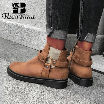 

RIZABINA Women Ankle Boots Zipper Winter Autumn Shoes Women Thick Bottom Motorcycle Boots Sexy Female Footwear Size 34-43