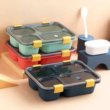 

3/4 Cells Japanese style lunch box Microwave Food container eco friendly plastic Bento Boxes with tableware & Soup bowl Adults