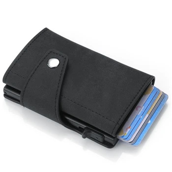 

Anti Rfid Blocking Protection Hasp Wallet Men ID Credit Card Holders Women PU Leather Metal Aluminum Business Bank Card Case