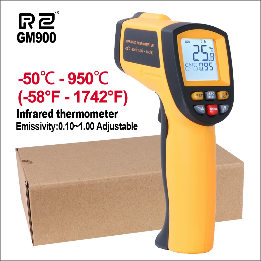 RZ Infrared Thermometer Non-Contact Temperature Meter Gun Handheld Digital LCD Industrial Outdoor Laser Pyrometer