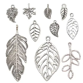

200pcs Tibetan Style Pendants Lead Free Leaf Shape Antique Silver Color For Neckalce Bracelet Jewelry Pendant Making