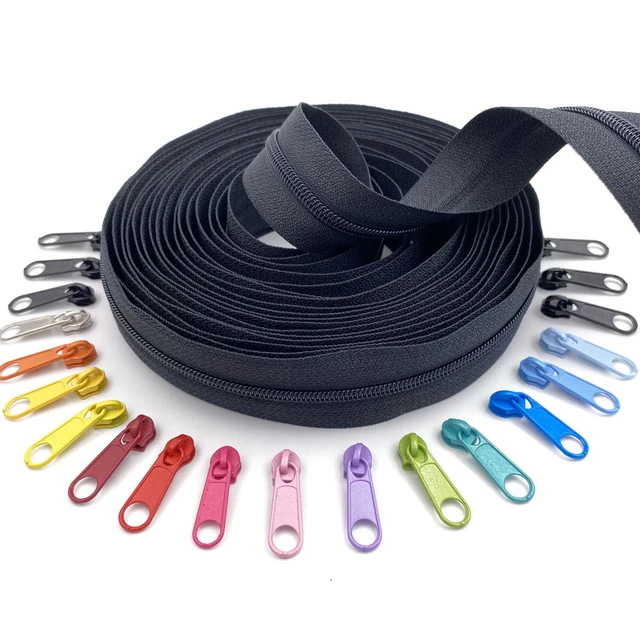 5 Meters long zipper 10 auto locking sliders 20 colors of 3# nylon