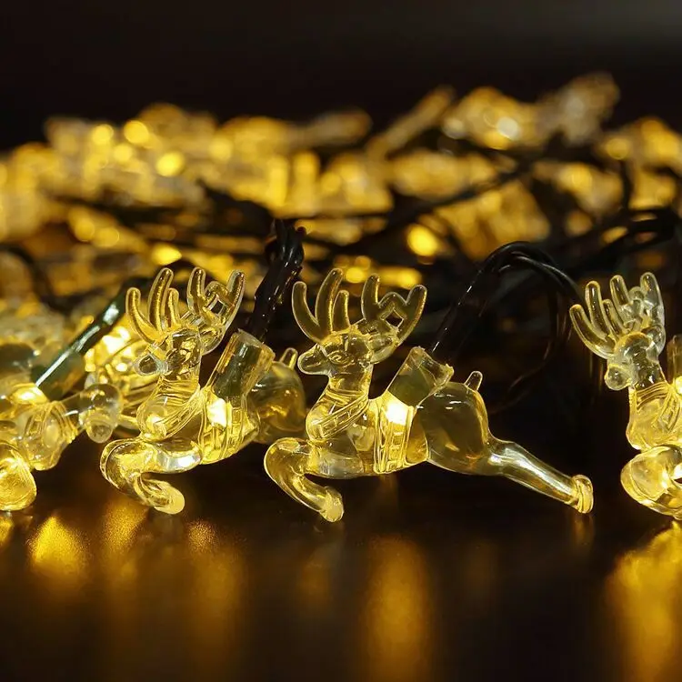 

Solar-powered String Lights 20 LED Elk Deer Colorful Lights Christmas Holiday Decorative Lights Outdoor Waterproof LED Courtyard