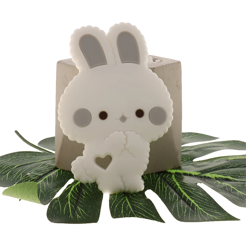QHBC Food Grade 5pcs Bunny Silicone Rabbit Baby Teether Rodent Newborn Teething Necklace Jewelry DIY Pacifier Chain Shower Gift