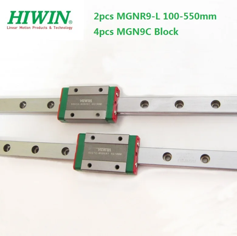 2 шт Оригинал Hiwin линейные рельсы MGNR9 L 100 мм/200 мм/300 мм/400 мм/550 мм + 4 MGN9C