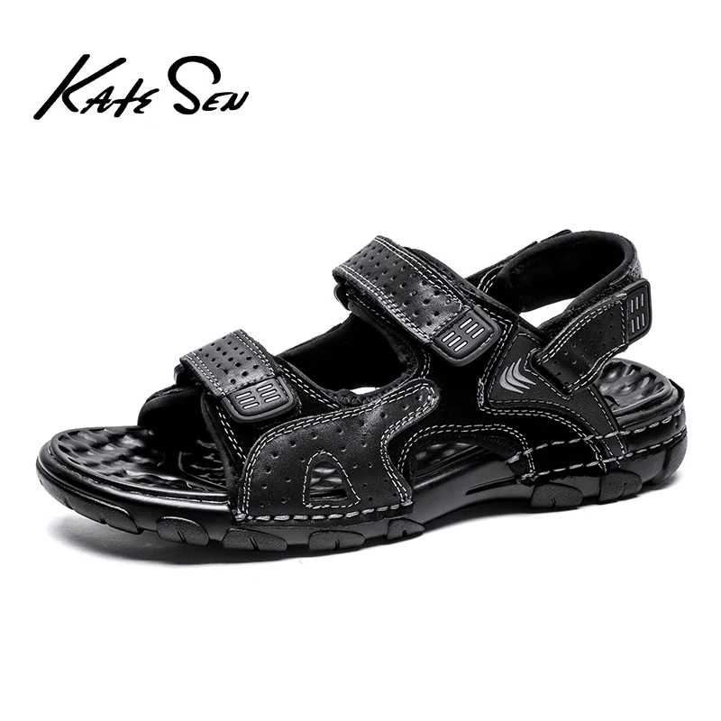 

KATESEN New Men Shoes Genuine Leather Men Sandals Summer Men Causal Shoes Beach Sandals Man Fashion Outdoor Casual Sandals