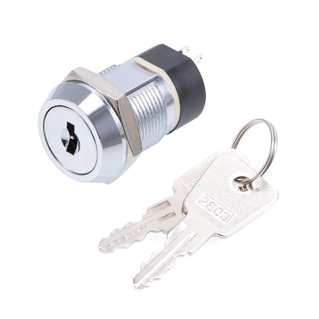 

uxcell 19mm 2 Positions 2NO 2NC Electric Keylock Push Button Switch