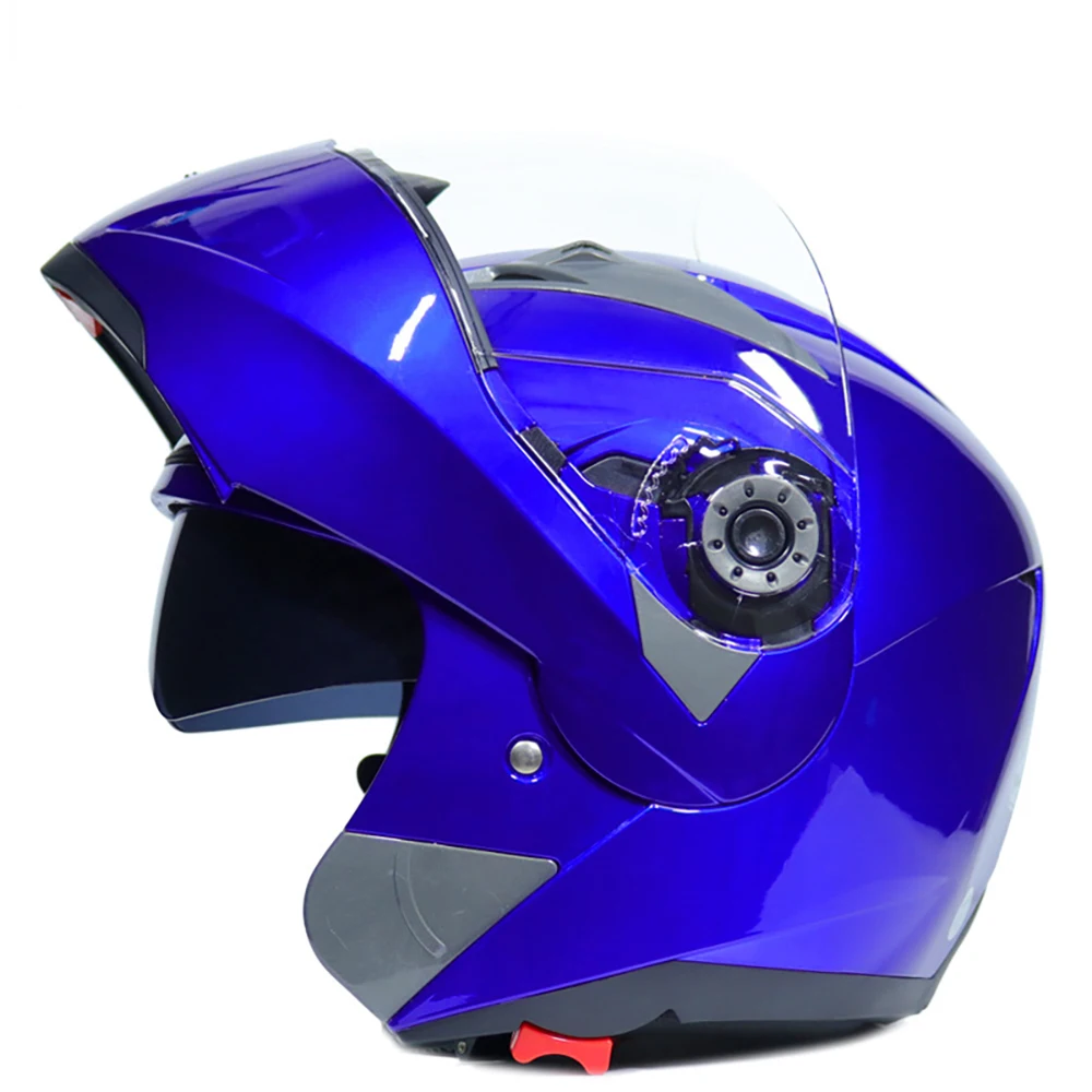 Унисекс флип-ап мотоциклетный шлем мотоциклетный модульный двойной объектив Кроссовый Мото шлем крушение открытое лицо Шлемы Casco Moto Casque - Цвет: bule