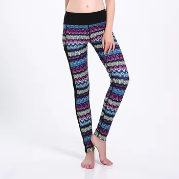 

Fragmentation Printing Two Piece Suite Leggings Women Fitness Patchwork Ankle-Length Trouser High Waist Women Set