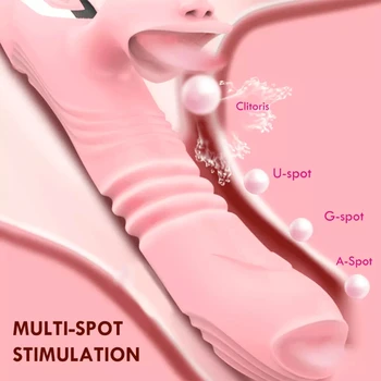 Dual Stimulation Vibrating Rabbit Massager Double Tongue Cunnilingus Vibrator Telescopic Heating Dildo Sex Toys for Women 2