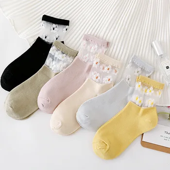 

Spring Summer Korean Version Cute Woman Socks Cotton Cotton Card Silk Leisure Calcetines Mujer Casual Pink Socks Women 30605