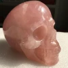 Natural Rose Quartz Crystal Hand Carved Skull Carving Reiki Healing Skulls For Decorate 4