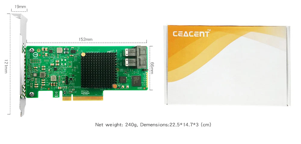 Ceacent AS3008T 9300-8I 12 ГБ/сек. SAS/SATA Управление карты PCIe3.0 X8 чипсет LSI 3008 8 портов 2*8643