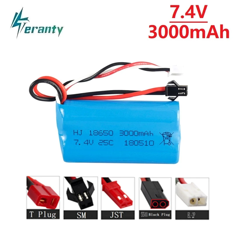 

7.4V 3000mah lipo Battery 18650 2S T Plug for Q46 Wltoys 10428 /12428/12423 RC Car Spare Accessories 7.4V high capacity battery