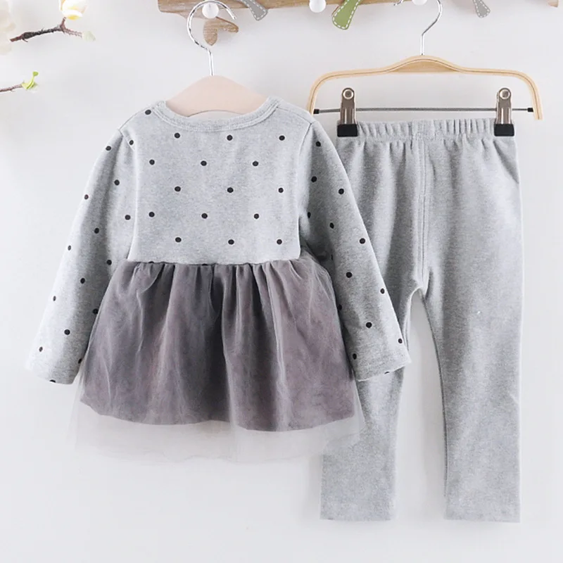 Детская одежда на весну-осень Стильные комплекты из двух предметов с длинными рукавами для маленьких девочек
