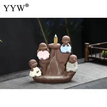 

Incense Waterfall Backflow Incense Burner Monk Buddha Incense Burner Holder Mountain Burner Ceramic Burner Censer Decoration