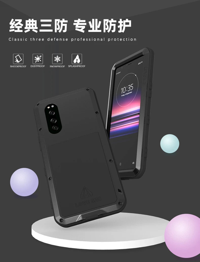 Водонепроницаемый защитный чехол для sony Xperia 5, чехол с защитой от ударов/пыли, водостойкий Чехол для sony Xperia 5, чехол с пленкой Gorilla glass