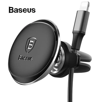 Baseus Magnetic Car Phone Holder 360 Rotation Air Vent Mount Mobile Phone Holder Stand with Cable Clip in car For iPhone X 8 7 1