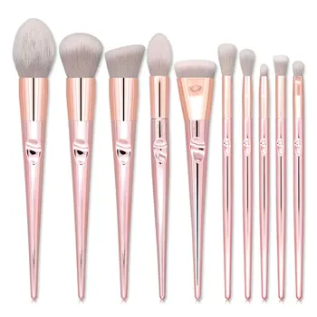 

Beauty Makeup Tool 10pcs Makeup Brushes Set Gray Hair Golden Handle Blending Face Powder Blush Concealers Make Up Brushes Set