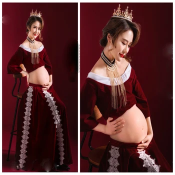 

Lace Perspective Dress for Pregnant Women in Crown mom costume pregnant woman shooting costume props photo costume