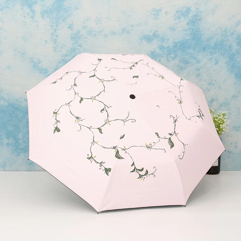 New Style Umbrella Women's South Korea Hipster Rain Or Shine Dual Purpose Folding College Style Sun-resistant UV-Protection Viny