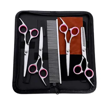 

1 Set 6 Inch Pet Dog Safety Scissor with Comb Grooming Thinning Animal Cutting Scissors Tools Pet Supplies (4 Scissors + 1 Comb)