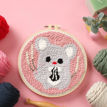 

20 X 20Cm DIY Hook Kit Hand-Made Embroidery Knitted Fabric With Hole Needles Embroidery Frame Ideas With Embroidery Frame Needle