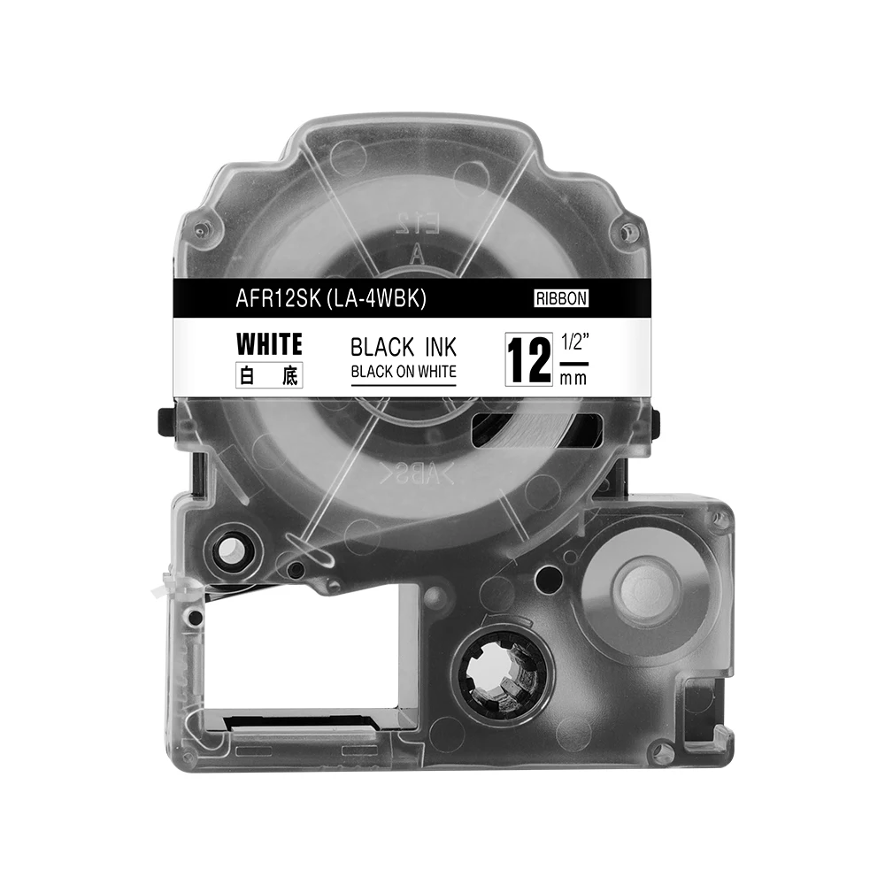 Black on White Fimax 1 шт. SS12KW LC-4WBN подарочная упаковка атласная лента 12 мм лента для маркировки совместимая для King Jim EPSON производитель этикеток SFR12SZ SFR12RZ - Цвет: Black on White