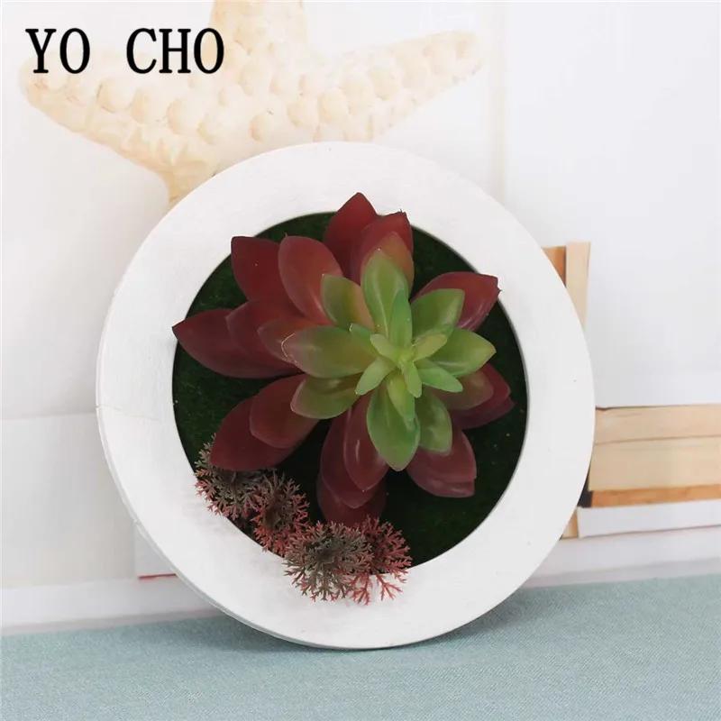 YO CHO 3D креативные пластиковые суккуленты растение для украшения дома Настенная вешалка искусственные растения с цветами рамка Настенная Наклейка Магазин Декора