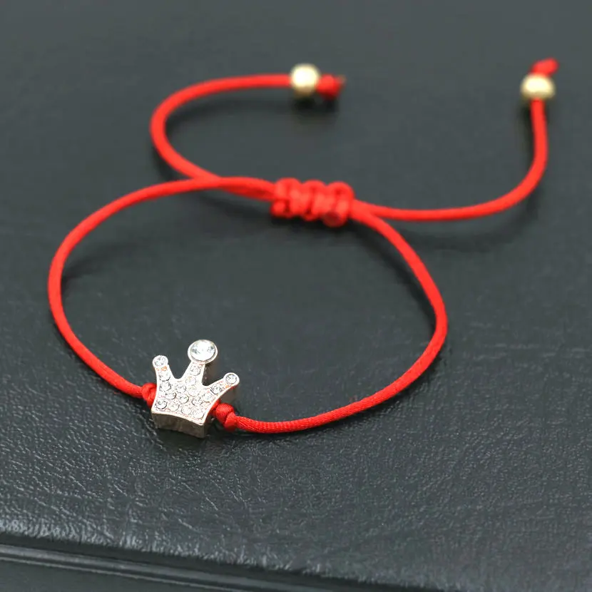 Minimalism style Micro CZ Crown Women Bracelet Thin Red Rope Thread Strings Bracelets For Girls Couples Female Jewelry Love Gift