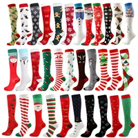 3 Pairs/lot Newest Compression Socks Men Women Christmas Series Snowman Elk Santa Tree Christmas Pattern Compress Stockings