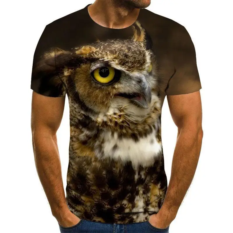 2021 summer new style 3D printing birds men's and women's casual T-shirt fashion trend young handsome T-shirt top