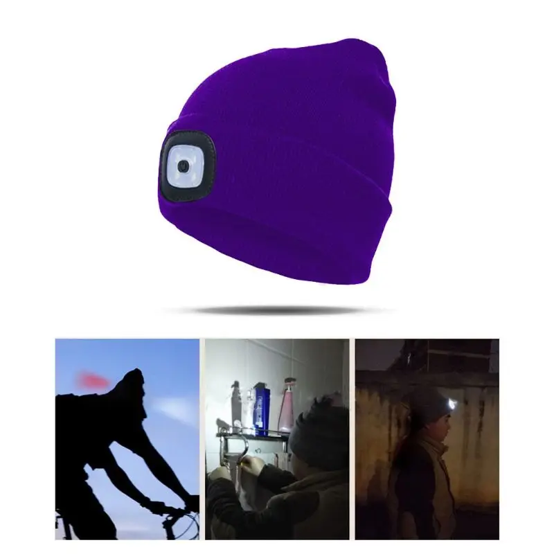 

Collapsible LED Night Fishing Beanie Hat with Light USB Rechargeable Light Up Hat with Adjustable Brightness Ultra Soft