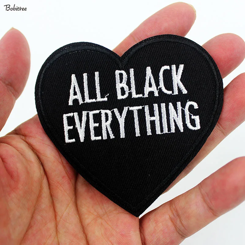 1 шт. все черные все вышитые патч Любовь Сердце металлическая нашивка наклейки DIY аппликации для ткани Швейные принадлежности