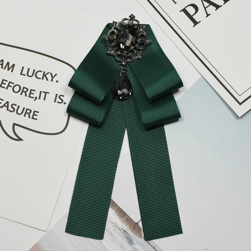 Я-Remiel модный галстук-самовяз, с завязками, с брошкой воротник Винтаж шпильки и броши аксессуары воротника рубашки подарки для гостей Броши Для женщин - Окраска металла: Green 2
