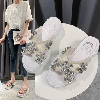 

Slippers women tide wear fashion 2020 new summer thick bottom non-slip inner increase sandals and slippers Z714