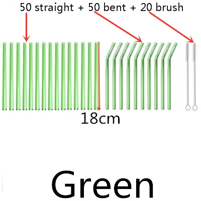 100 straw - 20 brush 100 шт стеклянные соломинки, прозрачные Изогнутые 18 см x 8 мм-идеальная многоразовая Солома для смузи, чая, сока-10 шт с 20 шт чистящей щеткой - Цвет: 100 straw - 20 brush