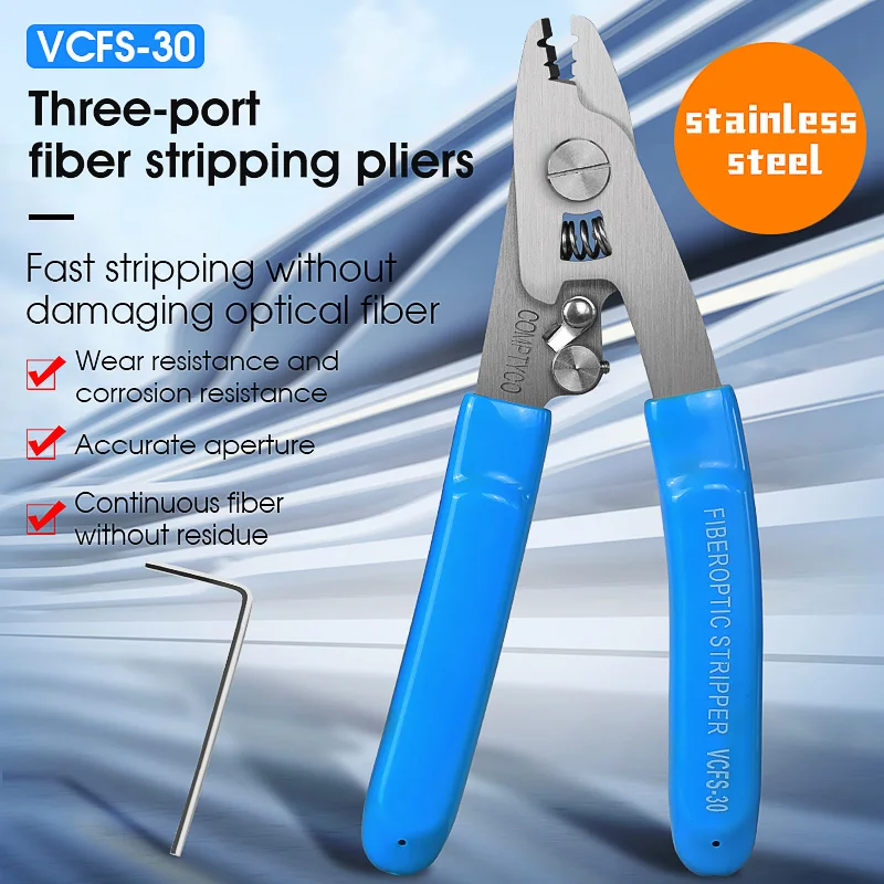 COMPTYCO Stainless steel VCFS-30 Three-port Fiber Optical Stripper Pliers Wire Strippers for FTTH Tools Optic Stripping Plier best dual band router Fiber Optic Equipment