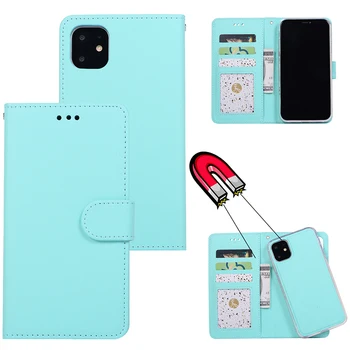 

100pcs 2 in1 Magnetic Detachable Leather Wallet Case For iPhone 11 Pro Max XS XR X 8 7 6 6S Plus Removable Retro Slim Thin Cover