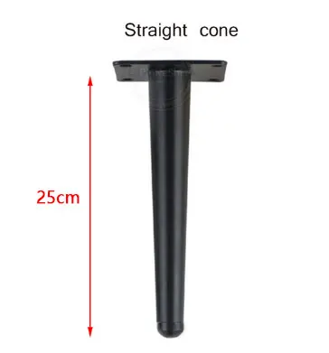 4pcs Metal Furniture legs Straight Cone And Oblique Cone Table Leg Sofa Chair Leg coffee tables Furniture fittings,15/20/25/30CM black straight 25cm