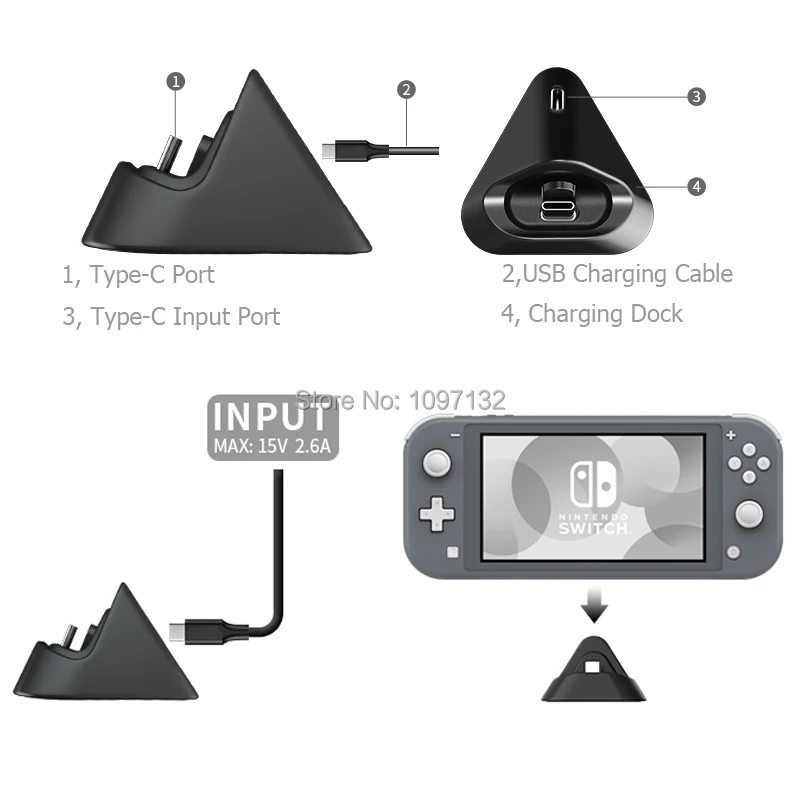 Зарядная док-станция usb type-C для Nintendo Switch Lite консоль портативное зарядное устройство базовая подставка для NS Switch Lite