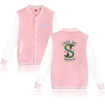 

Print Logo Southside Riverdale Serpents Pink/Black Baseball Jackets Men/Women Riverdale Serpents Streetwear Coat