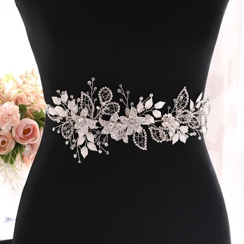 

YouLaPan Skinny Belt with Rhinestone Silver Diamond Belt Alloy Flower Waist belt for woman fancy belt for girls SH282