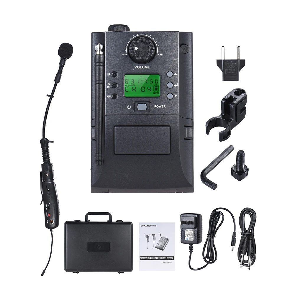 

Hot New Portable UHF Instrument Wireless Microphone System with Receiver & Transmitter 32 Channels for Sax Saxophone