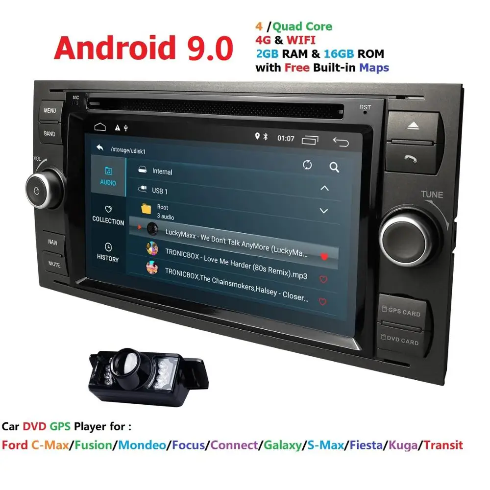 

Car DVD Player Android 9.0 DAB+2din In Dash For Ford Transit Focus Connect S-MAX Kuga Mondeo With QuadCore Wifi 4G GPS Bluetooth