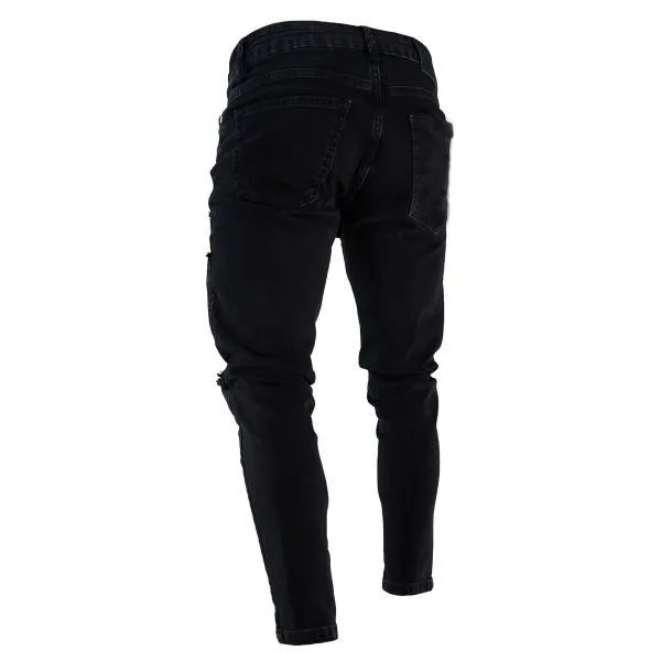 2019 Men's  Zipper Jeans Black Fashion Leg Zipper Pants Hole Keen Slim Fit Motorcycle Trousers 2019 Men's  Zipper Jeans Black Fashion Leg Zipper Pants Hole Keen Slim Fit Motorcycle Trousers