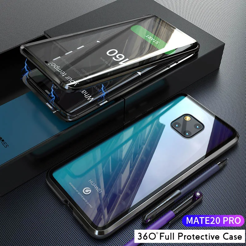 Двухсторонний чехол из закаленного стекла для huawei P30 Pro P30, чехол с магнитным металлическим бампером, противоударный чехол для huawei mate 20 Pro Funda