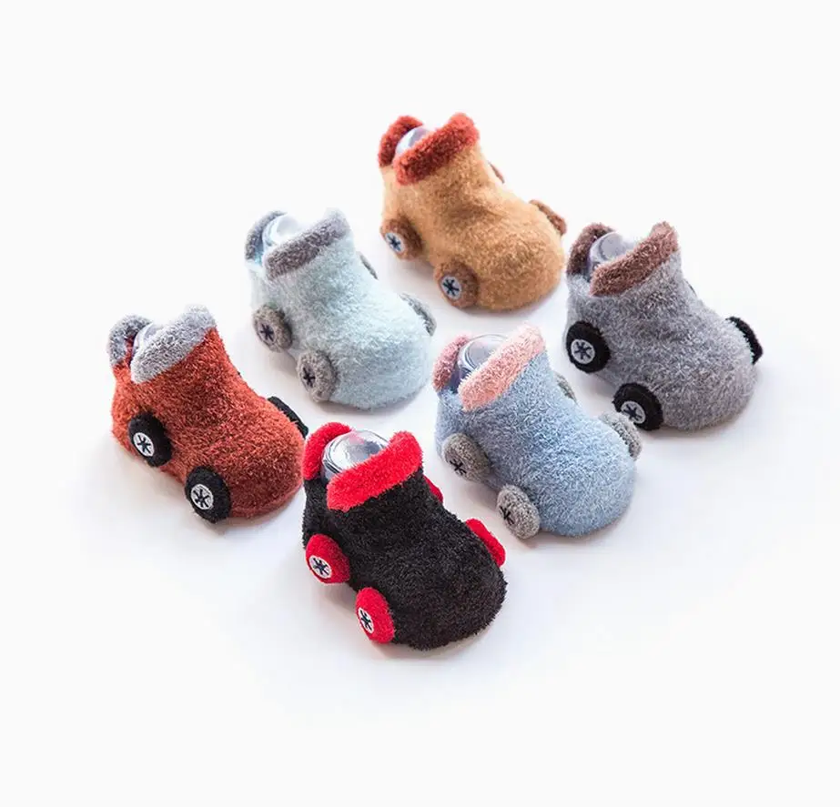

Autumn And Winter New Style Cartoon Car Feather Yarn Baby Socks Infant Anti-slip Dispensing Floor Toddler Shoes Socks
