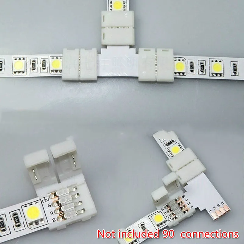 10 шт., размер: 4-Pin-код L-Форма углу сплиттер без пайки Светодиодные ленты светильник инструменты для наращивания волос один Цвет 5050 Светодиодные ленты светильник RGB/RGBW/RGBWW